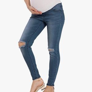 V VOCNI Maternity Jeans Skinny for Women Underbelly Pregnancy Jeans sz Lg 10